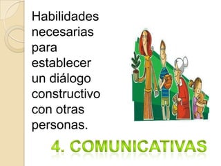 Habilidades
necesarias
para
establecer
un diálogo
constructivo
con otras
personas.