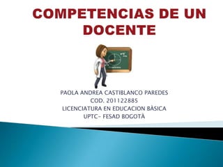 PAOLA ANDREA CASTIBLANCO PAREDES
          COD. 201122885
 LICENCIATURA EN EDUCACION BÀSICA
        UPTC- FESAD BOGOTÀ
 