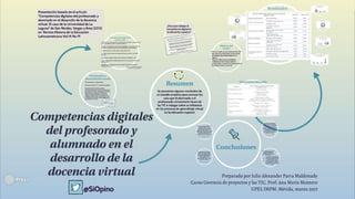 Competencias digitales del profesorado y alumnado en el desarrollo de la docencia virtual