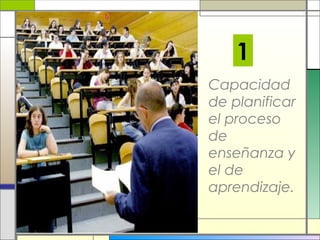 1
Capacidad
de planificar
el proceso
de
enseñanza y
el de
aprendizaje.

 