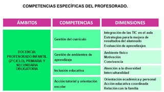COMPETENCIAS ESPECÍFICAS DEL PROFESORADO.
 
