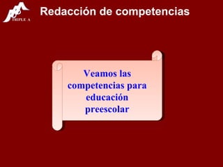 Redacción de competencias Veamos las competencias para educación preescolar 