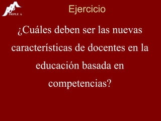 Ejercicio ¿Cuáles deben ser las nuevas características de docentes en la educación basada en competencias? 