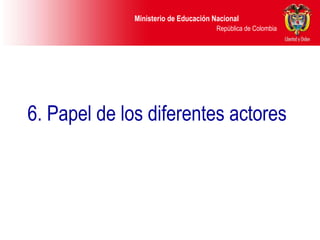 6. Papel de los diferentes actores 