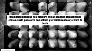 Una oportunidad que casi siempre hemos acabado domesticando
como ocurrió, por cierto, con el libro y su versión escolar, el libro de
texto.
139565696@N03/36871558293
 