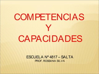 COMPETENCIAS
      Y
 CAPACIDADES
  ESCUELA Nº 4817 – SALTA
      PROF. ROSSANA SILVA
 