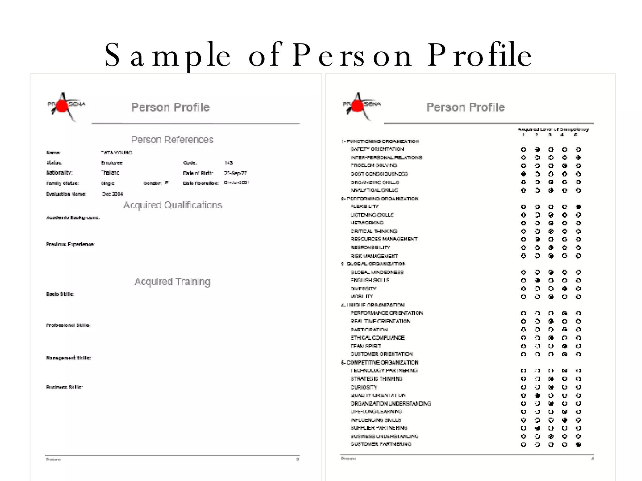 Sample of Person Profile 