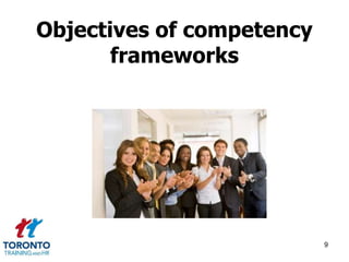 Objectives of competency 
frameworks 
9 
 