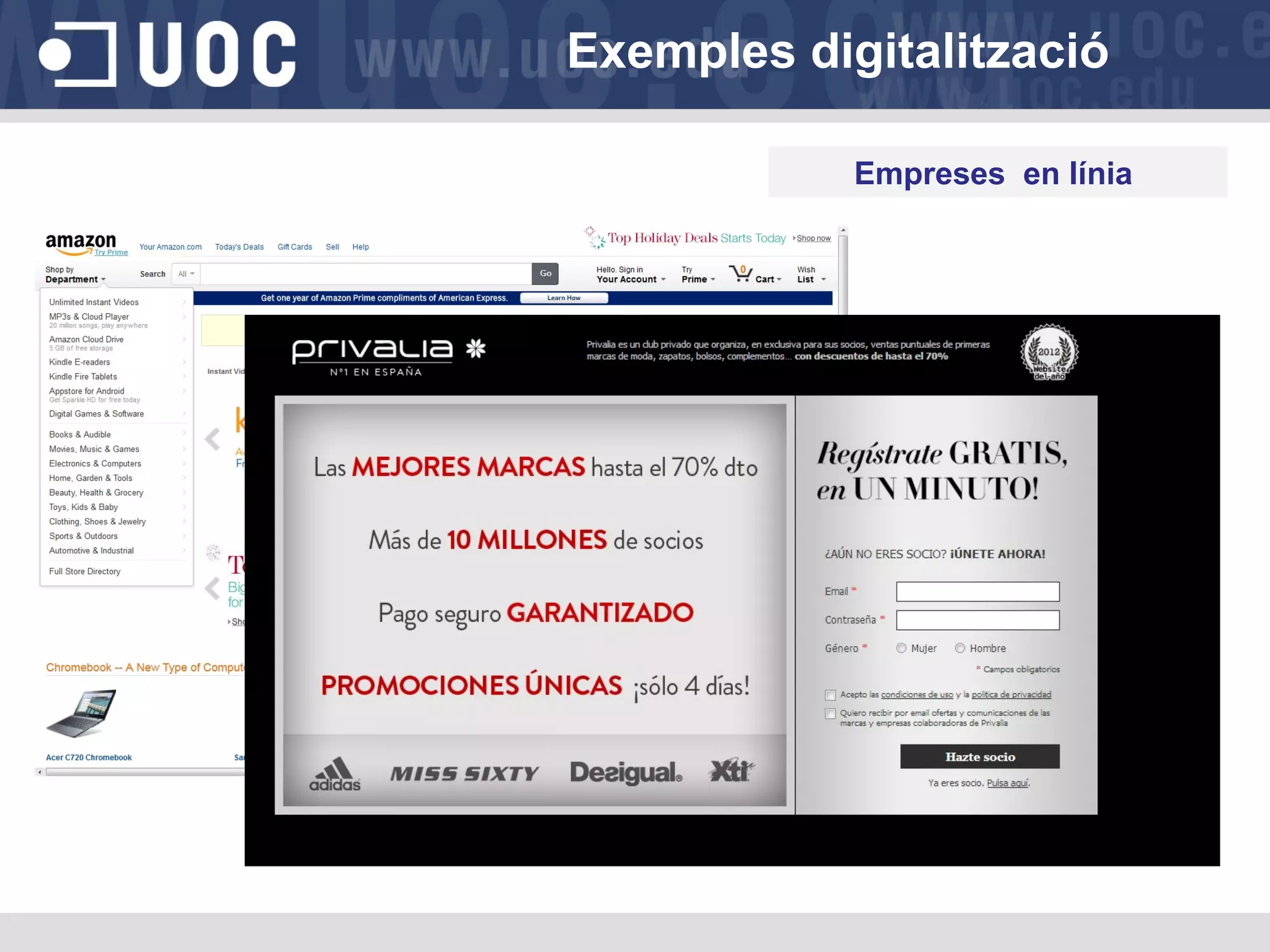Exemples digitalització
Empreses en línia

 