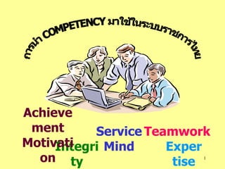 Teamwork Integrity Expertise Service Mind การนำ COMPETENCY มาใช้ในระบบราชการไทย Achievement Motivation 