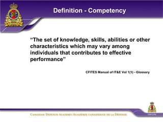 Moving the Canadian Armed Forces Towards a Competency Based ...