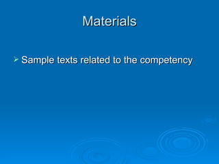 Materials Sample texts related to the competency 