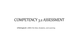COMPETENCY 3.2 ASSESSMENT 
UTArlingtonX: LINK5.10x Data, Analytics, and Learning 
 