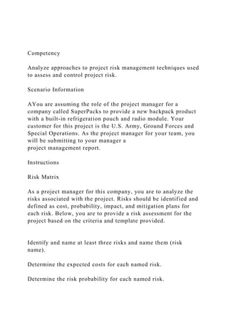 CompetencyAnalyze approaches to project risk management tech.docx