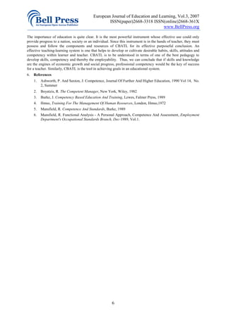 Competency based approach teaching learning and teachers’ | PDF