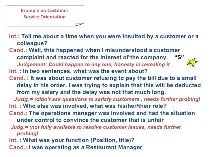 competency based interviews examples of customer orientation