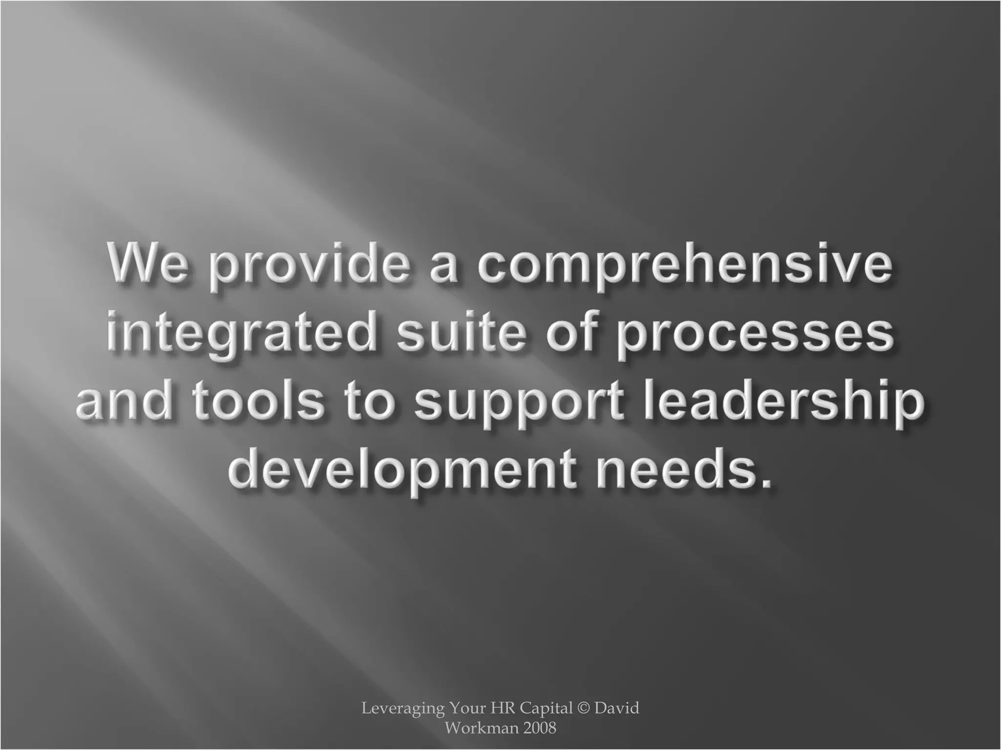 Leveraging Your HR Capital © David Workman 2008 