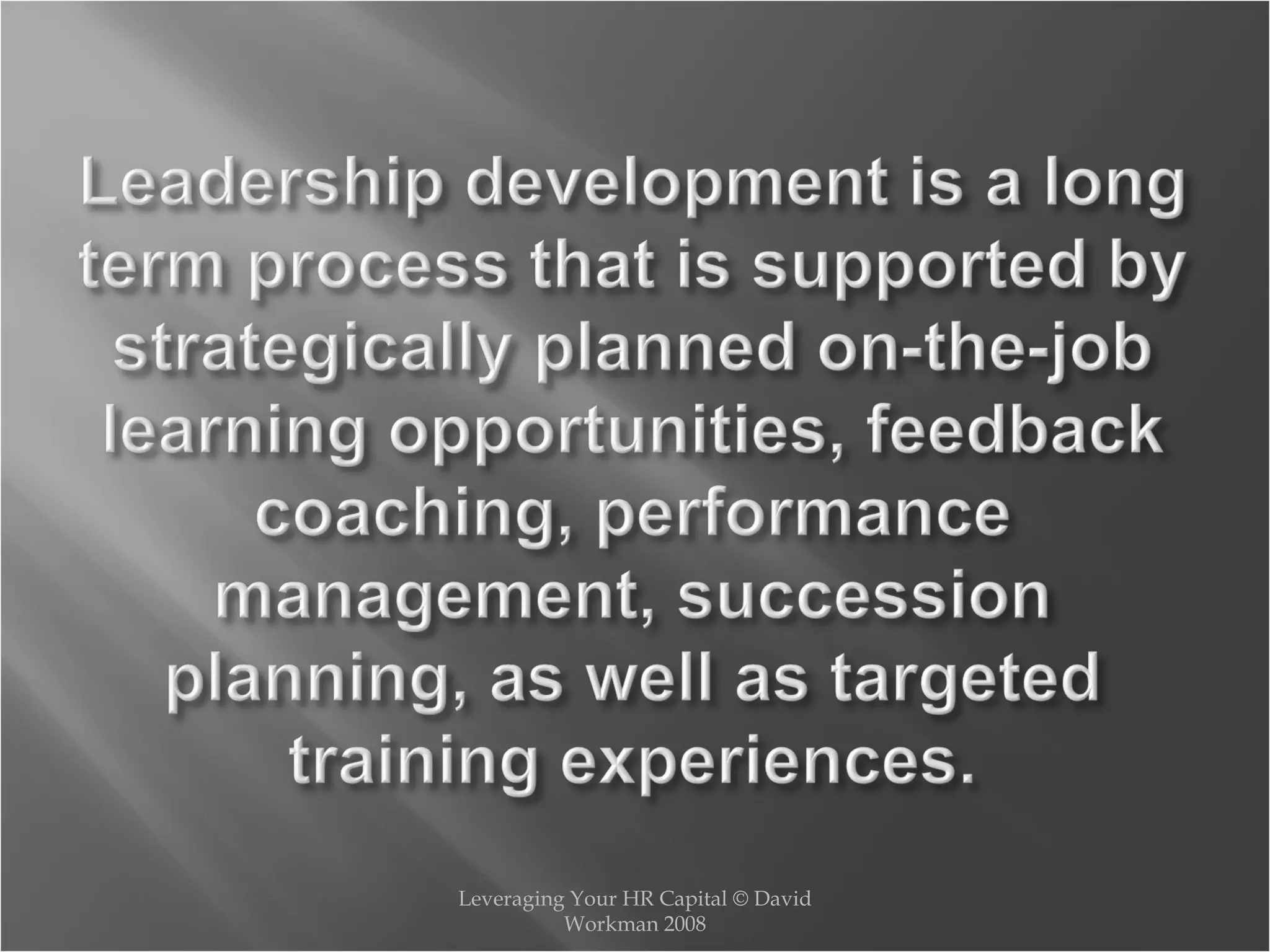 Leveraging Your HR Capital © David Workman 2008 