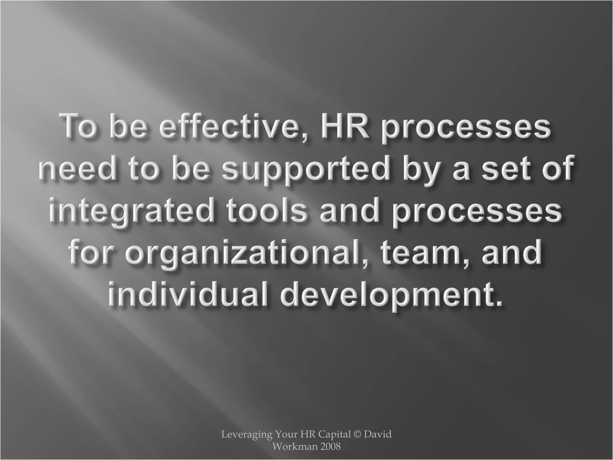 Leveraging Your HR Capital © David Workman 2008 