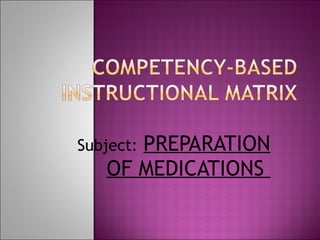 Subject:   PREPARATION OF MEDICATIONS  