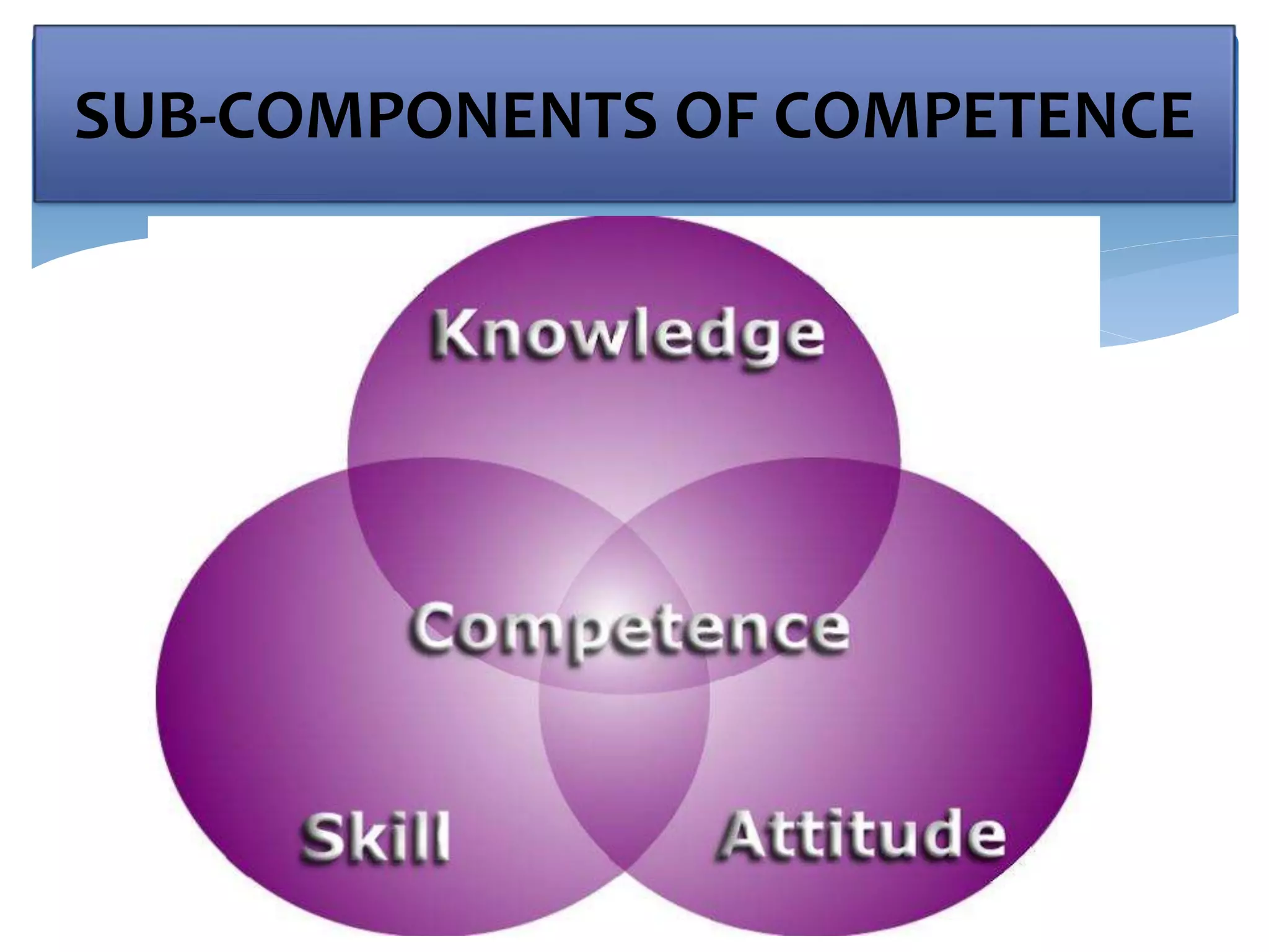 SUB-COMPONENTS OF COMPETENCE
 