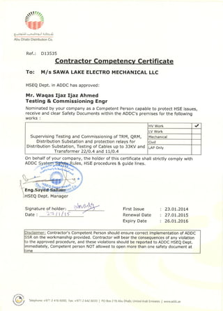 Competency Certificate Waqas Ijaz
