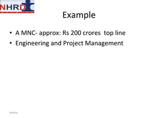 Example A MNC- approx: Rs 200 crores  top line Engineering and Project Management NHRDN 
