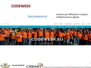 http://codeweek.eu/
Iniziativa per diffondere il coding e
l'alfabetizzazione digitale
CODEWEEK
 