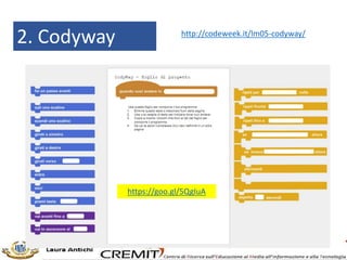2. Codyway http://codeweek.it/lm05-codyway/
https://goo.gl/5QgIuA
 