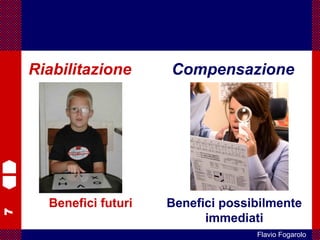 7
Flavio Fogarolo
Riabilitazione Compensazione
Benefici futuri Benefici possibilmente
immediati
 
