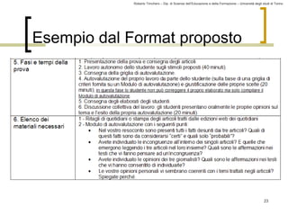 Roberto Trinchero – Dip. di Scienze dell’Educazione e della Formazione – Università degli studi di Torino 
23 
Esempio dal Format proposto 
 