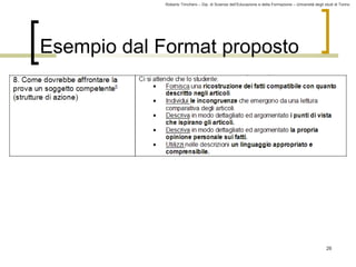 Roberto Trinchero – Dip. di Scienze dell’Educazione e della Formazione – Università degli studi di Torino 
26 
Esempio dal Format proposto 
 