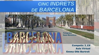 CINC INDRETS
DE BARCELONA
Fotografia:
Sean Macentree
Competic 3_C8
Aula Virtual
Emma Ollé Bartrolí
 