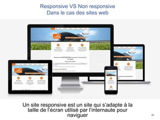 20
viguerLes QR Codes révolutionnent les usages
Responsive VS Non responsive
Dans le cas des sites web
• Un site responsive est un site qui s’adapte à la
taille de l’écran utilisé par l’internaute pour
naviguer
Un site responsive est un site qui s’adapte à la
taille de l’écran utilisé par l’internaute pour
naviguer
 