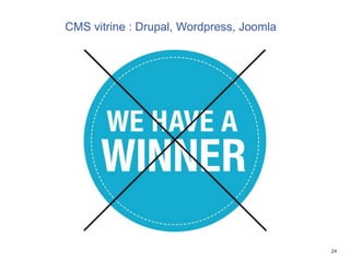 24
viguerLes QR Codes révolutionnent les usages
CMS vitrine : Drupal, Wordpress, Joomla
 