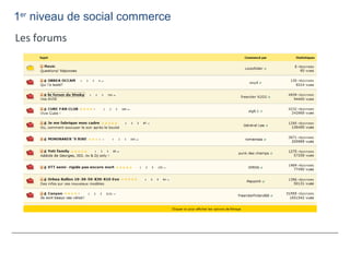 1er
niveau de social commerce
Les forums
 