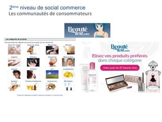 2ème
niveau de social commerce
Les communautés de consommateurs
 