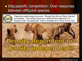  Interspecific competition: Over resources
between different species.
Copyright © 2010 Ryan P. Murphy
 