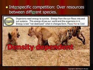 Interspecific competition: Over resources
between different species.
Copyright © 2010 Ryan P. Murphy
 