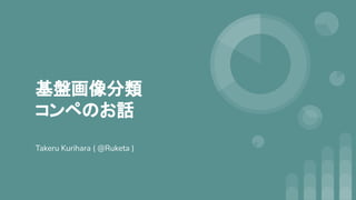 基盤画像分類
コンペのお話
Takeru Kurihara ( @Ruketa )
 