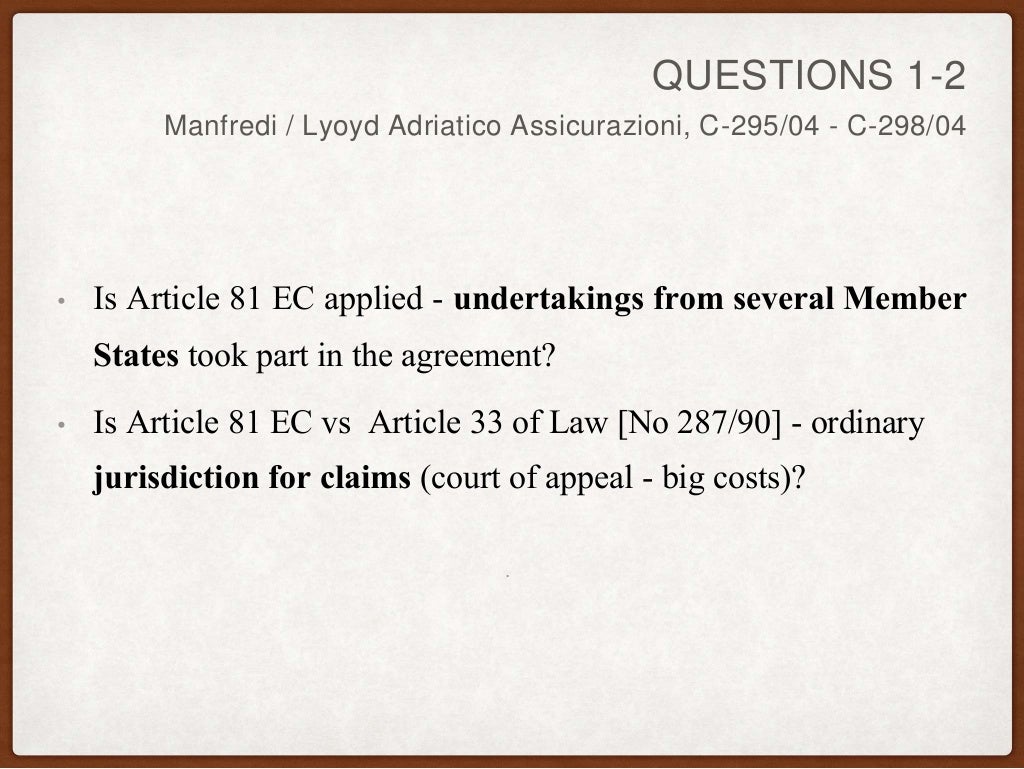 Private inforcement of Article 101 TFEU in ECJ CaseLaw