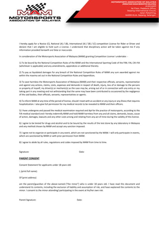 MAM Motorsport Competition license application form 2022 | PDF