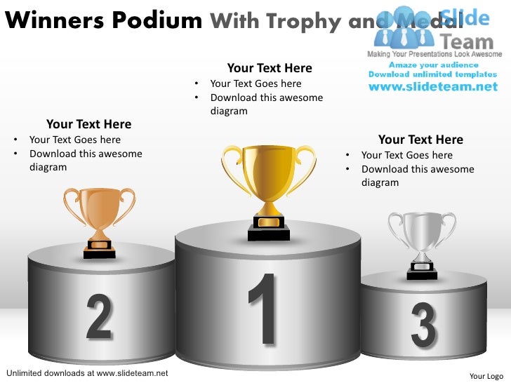 Competition success winners podium 3 levels with trophy power point slides and ppt diagram templates