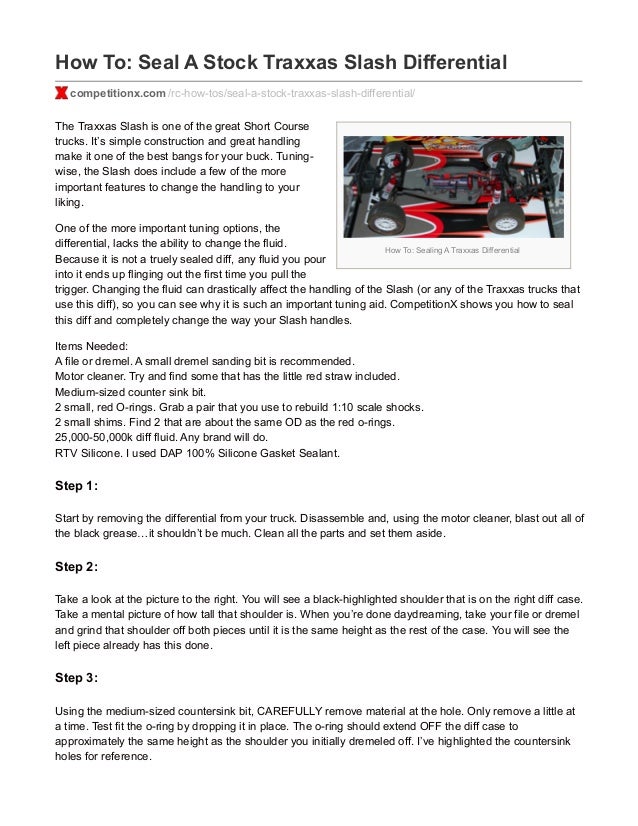 CompetitionX How To Seal a Stock Traxxas Slash Differential