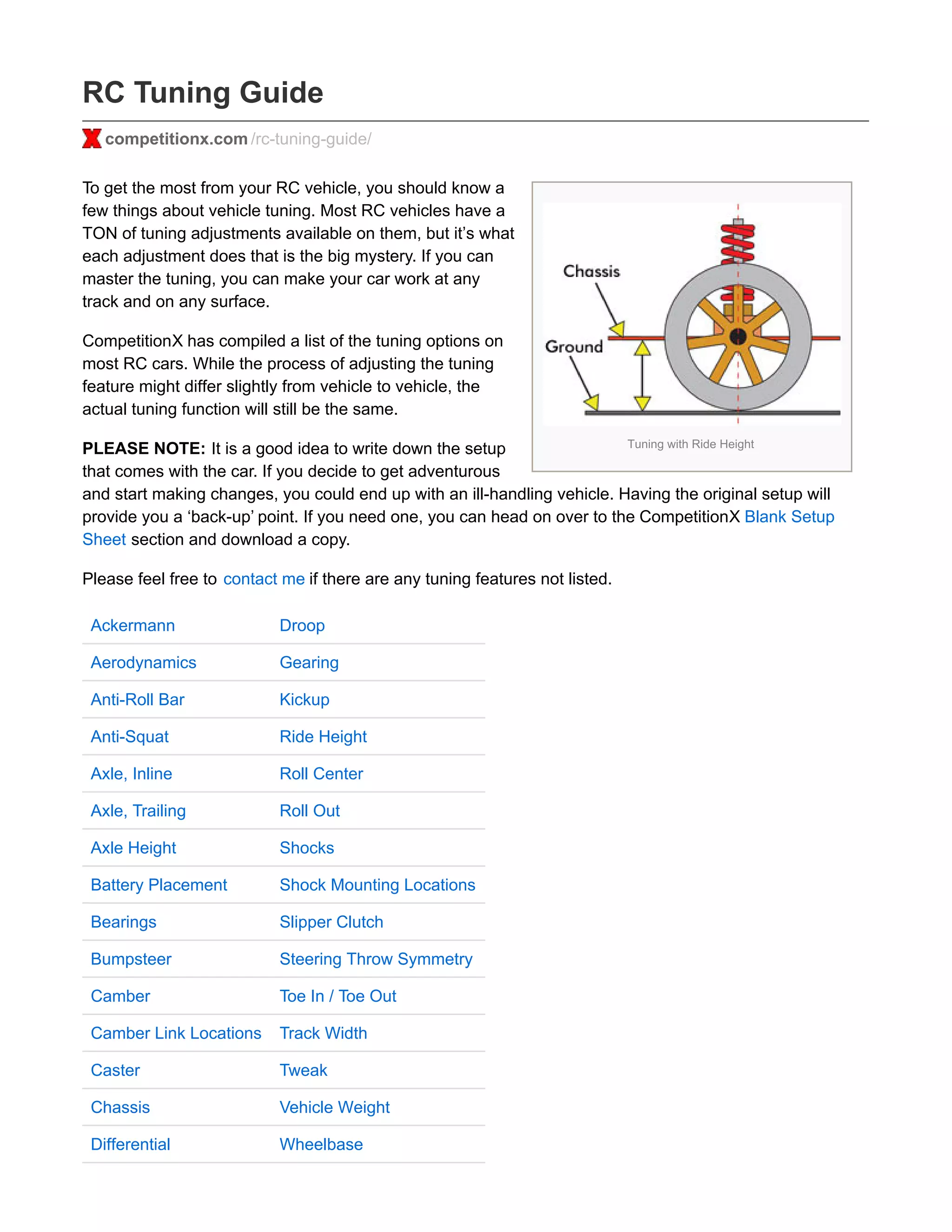 CompetitionX RC Tuning Guide PDF CompetitionX RC Tuning Guide PDF