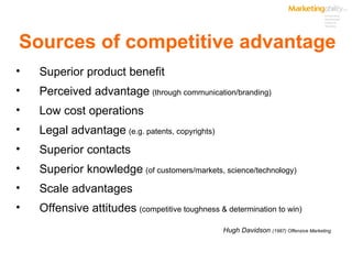 Sources of competitive advantage ,[object Object],[object Object],[object Object],[object Object],[object Object],[object Object],[object Object],[object Object],[object Object]