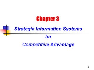 1
Chapter 3
Strategic Information Systems
for
Competitive Advantage
 