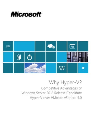 Clouds




                               IT



                 Why Hyper-V?
            Competitive Advantages of
 Windows Server 2012 Release Candidate
     Hyper-V over VMware vSphere 5.0
 