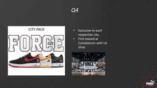 Q4
CITY PACK • Exclusive to each
respective city.
• First teased at
Complexcon with LA
shoe.
 