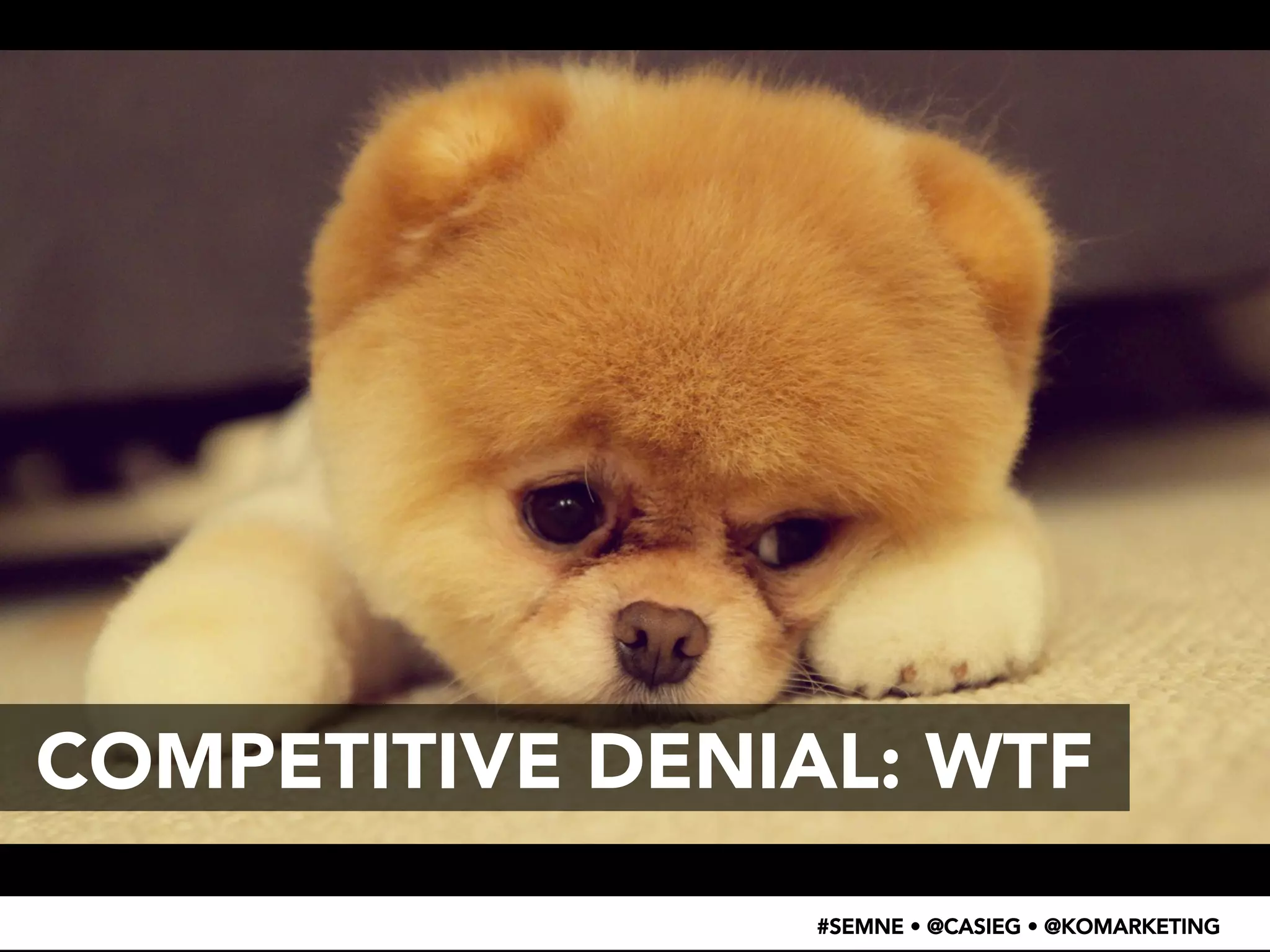 Compe4tor 
Denial 
• WTF 
– 
search 
result 
screenshot 
COMPETITIVE DENIAL: WTF 
#SEMNE • @CASIEG • @KOMARKETING 
 